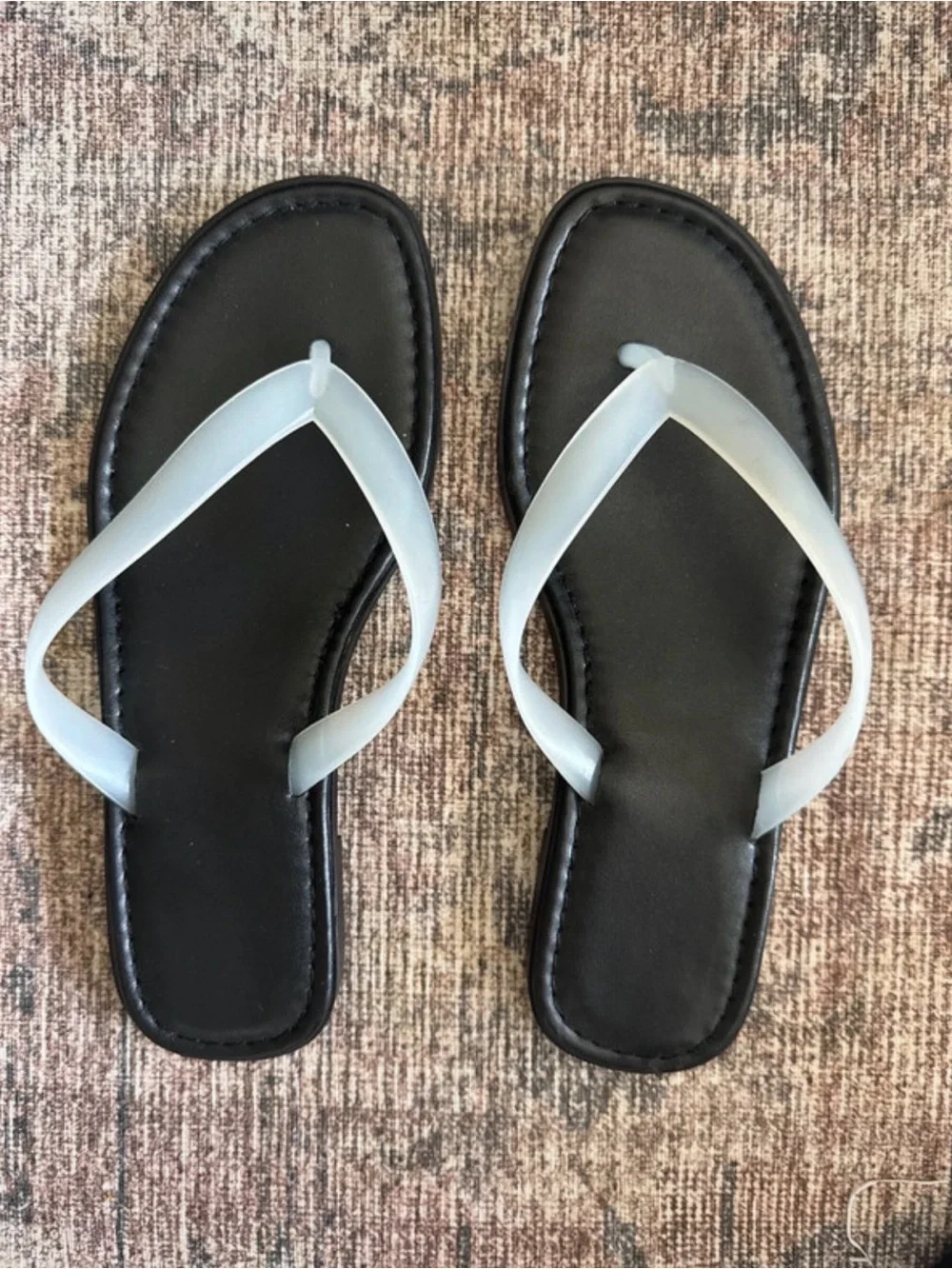 Black Flip-Flop Sandals with Translucent Straps